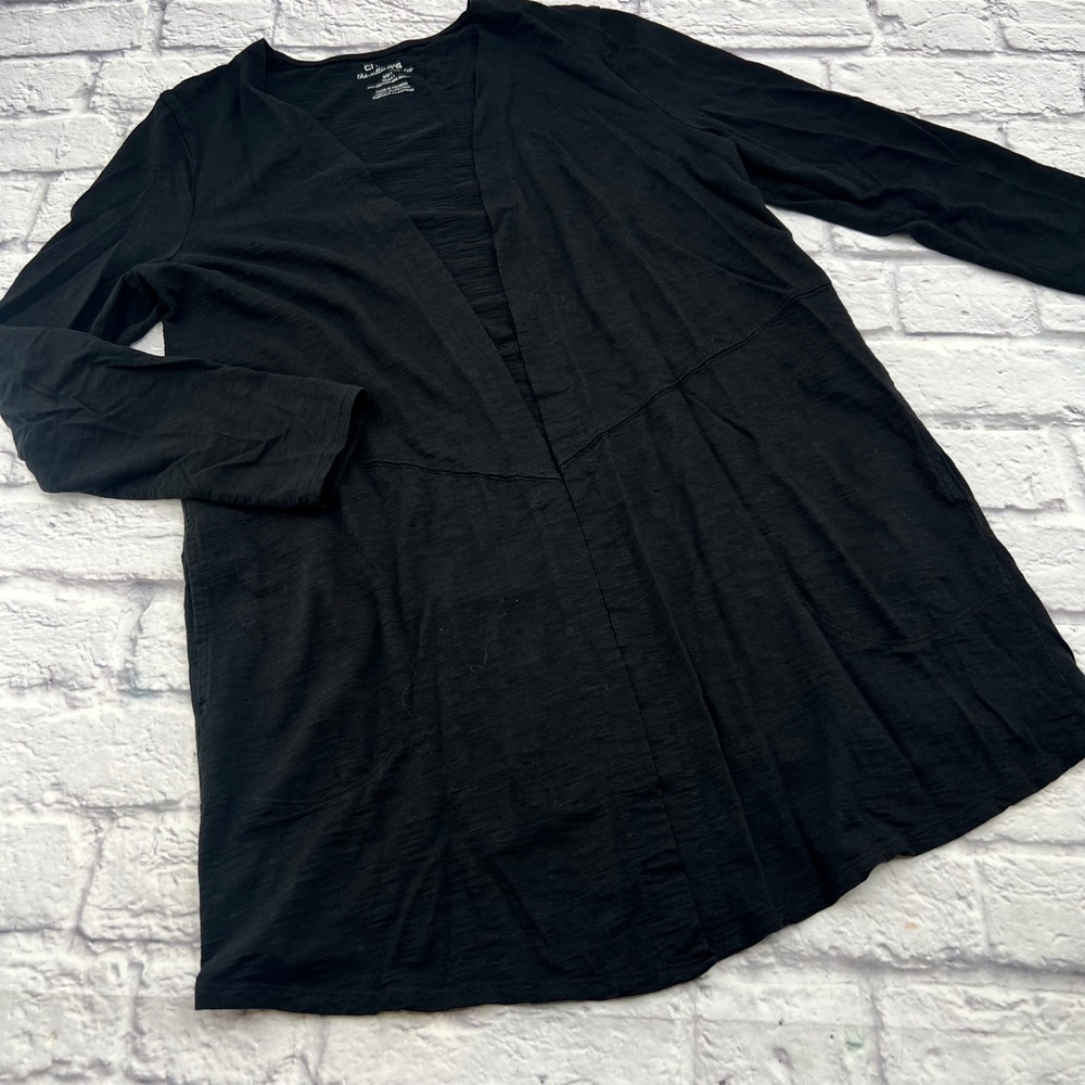 Chicos The Ultimate Tee Cardigan Womens Size 1 Small Black Open Front Pockets